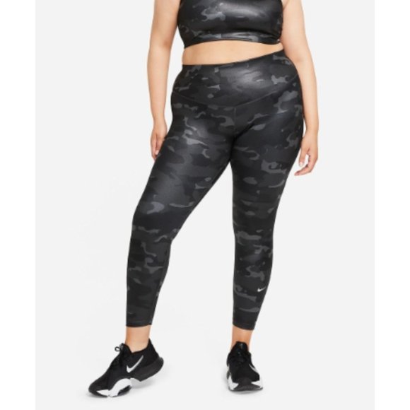 Nike Pants & Jumpsuits Nike Womens Dri Fit One Mid Rise Camo Leggings Black Plus Size 2x
